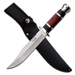 Survivor - Fixed Blade Hunting Knife - HK-781L Brown Wood Handle w/ Sheath