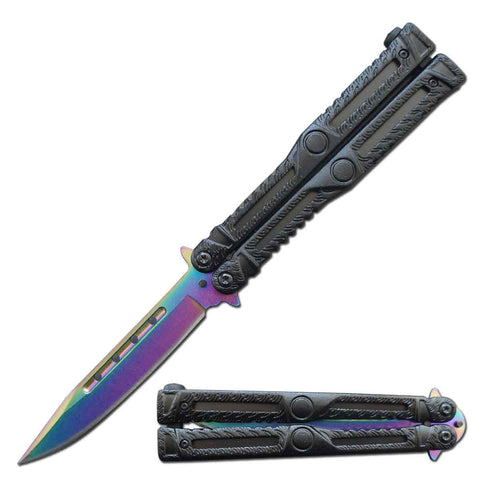 Creature Comforts Rainbow Butterfly Balisong Knife Flipper