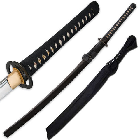 Hand Forged Carbon Steel Samurai Sword With Musashi Tsuba Functional