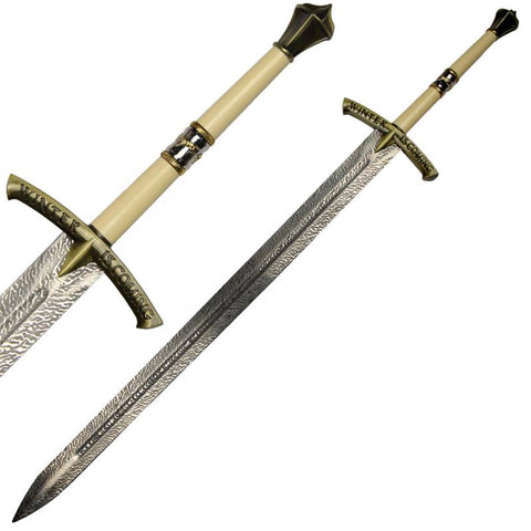 Ice Patterned Stainless Steel Blade Fantasy Winter Sword With Wall Plaque