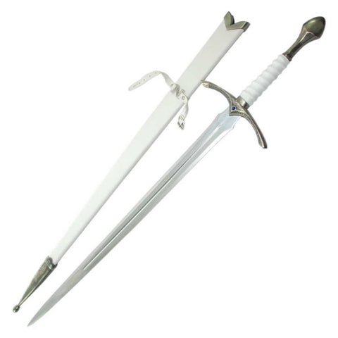 Fantasy Glamdring Replica Sword With White Leather Wood Scabbard