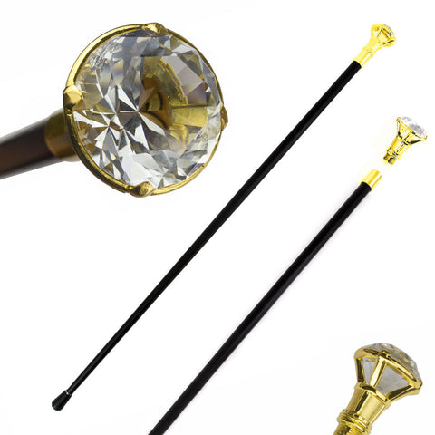 37 Inches Decorative Crystal Knob Top Gentleman's Walking Stick
