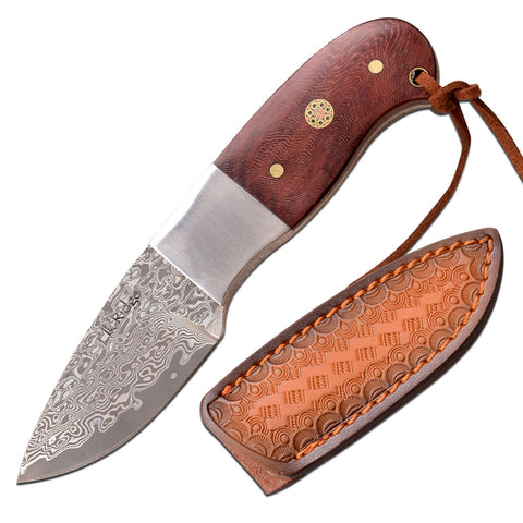 Elk Ridge - Fixed Blade Knife - ER-111RDM Full Tang Damascus Rose Wood Handle Hunting