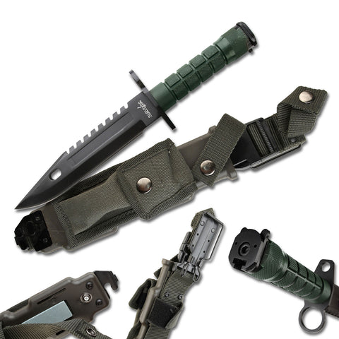 Survivor -12" M-9 Bayonet US Camo Military Tactical Survival Hunting Knife Fixed Blade