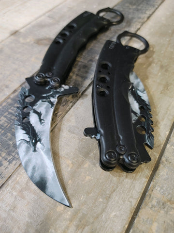 8.5 Inch Tiger-USA Karambit Spring Assisted Style Knife - Dragon