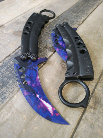 8.5 Inch Tiger-USA Karambit Spring Assisted Style Knife - Purple Dragon