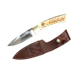 TheBoneEdge 8" Full Tang Horn Handle Hand Made Hunting Knife With Sheath