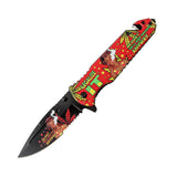8.5" Lady Design Red Handle Spring Assisted Folding Knife W/ Belt Cutter