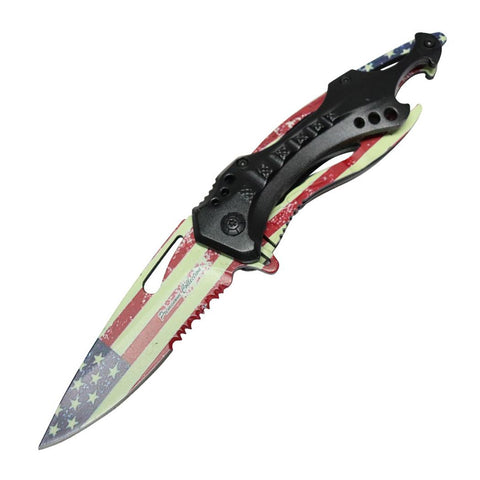 8" Premium Collection Spring Assisted Folding Knife American Flag Print