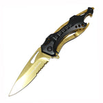 8" Premium Collection Spring Assisted Folding Knife Golden Coated Blade