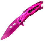 Spring Assisted Knife - DARK PINK Handle and Knife