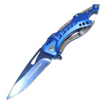 All Blue Color 8" Premium Collection Spring Assisted Folding Knife Blue Blade