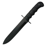 14" All Black Hunting Knife Stainless Steel Blade Rubber Handle With Sheath