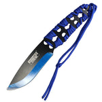 Defender-Xtreme 10" Black & Blue Blade With Blue Nylon Cord Wrapped Handle Hunting Knife With Sheath