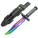 Defender-Xtreme 13" Survival Knife w/ Sheath Blade Sharpener Fire Starter Whistle