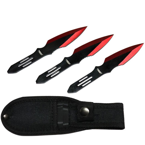 Defender-Xtreme 5.5" Black & Red Throwing Knives Set of 3