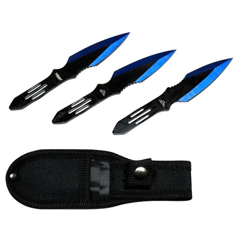 Defender-Xtreme5.5" Black & Blue Throwing Knives Set of 3
