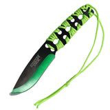 Defender-Xtreme 10" Black & Green Blade With Green Nylon Cord Wrapped Handle Hunting Knife With Sheath