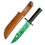 Defender-Xtreme 13" Green Blade Abs Handle Survival Knife With Sheath