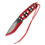 Defender-Xtreme 10" Black & Red Blade With Red Nylon Cord Wrapped Handle Hunting Knife With Sheath