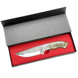 TheBoneEdge 10" Hand Made Engraved Blade Green & Brown Wood Handle Tracker Hunting knife With Sheath