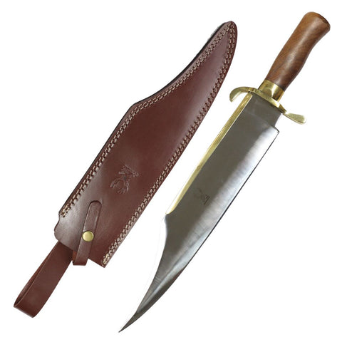 TheBoneEdge 19" Hunting Bowie Knife Brown Wood Handle & Brass Work Hand Crafted