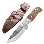 TheBoneEdge 9" Engraved Blade Rose Wood Handle Custom Hand Made Tracker Hunting knife With Sheath