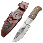 TheBoneEdge 9" Rose Wood Handle Engraved Blade Hand Made Tracker Hunting knife With Sheath