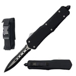 9" Black Tactical Recon Automatic Serrated OTF Combat Knife