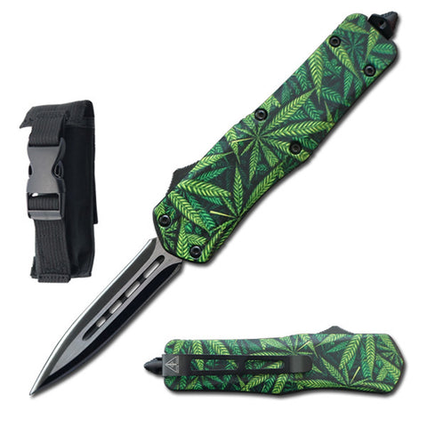 7" Marijuana Handle Automatic Dual Action OTF Knife