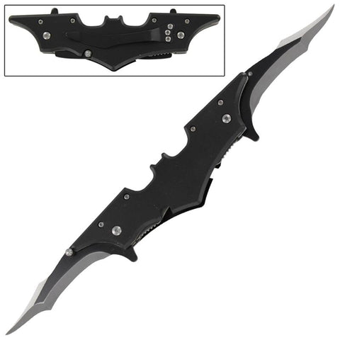 5.5" Closed Black Midnight Twin Blade Spring Assist Knife