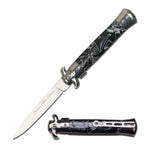 5" Closed Italian Milano Black Stiletto Style Spring Assisted Open Pocket Knife