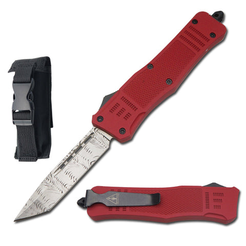 9" Red Ghost Out Of The Front Automatic Tanto Blade Knife