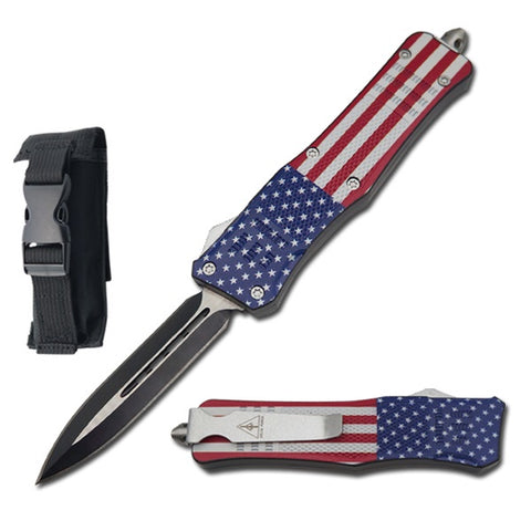 8.25" American Flag Tracker OTF Dual Action Automatic Knife