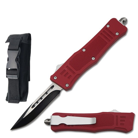 7" Street Walker Out Of The Front OTF Knife - Red Handle