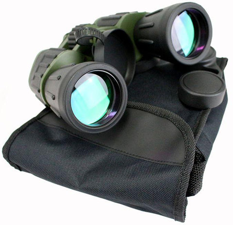 60x50 Day / Night Prism Black and Green Military Binoculars with Pouch