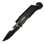 Defender-Xtreme 8.5" Multi Function Folding Knife Full Black Color 13004