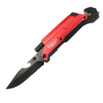 Defender-Xtreme 8.5" Multi Function Folding Knife Red Color Handle 13007