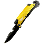 Defender-Xtreme 8.5" Multi Function Folding Knife Yellow Color Handle 13008