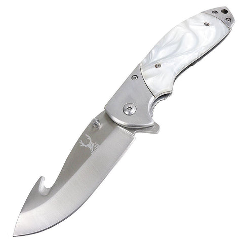 TheBoneEdge 8.5" Spring Assisted Folding Knife Mother Pearl Handle With Belt Clip 13026