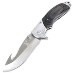 TheBoneEdge 8.5" Spring Assisted Folding Knife Black Wood Handle With Belt Clip 13029