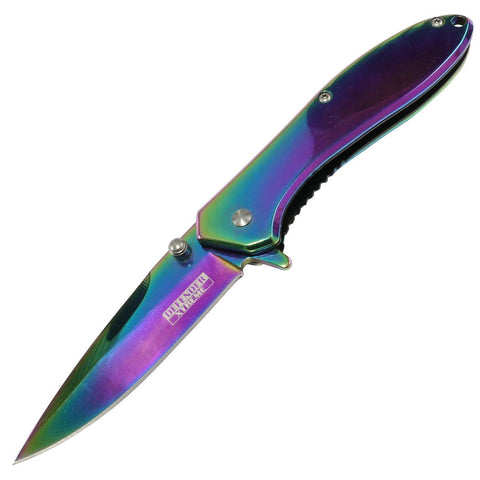 Defender-Xtreme Rainbow 7" Spring Assisted Folding Knife Stainless 3CR13 Steel 13051