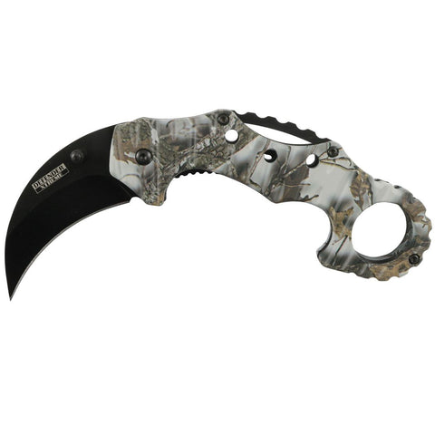 Defender-Xtreme Leaf Camo Spring Assisted Folding Karambit Knife 3CR13 Steel 13055