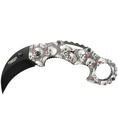 Defender-Xtreme Skull Spring Assisted Folding Karambit Knife 3CR13 Steel 13056