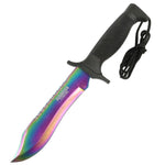 Defender-Xtreme Rainbow 12" Hunting Knife with Sheath Stainless 3CR13 Steel Knife 13087