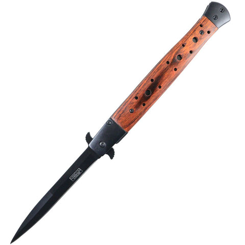 Defender-Xtreme 11" Spring Assisted Thin Blade Knives Brown & Black W/ Belt Clip 13089