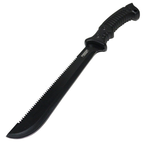 Defender-Xtreme All Black 15.5" Stainless Steel Hunting Machete Serrated Blade 13093