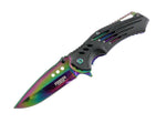 Defender Xtreme 8.75" Spring Assisted Tactical Folding Knife 3CR13 Steel Rainbow 13098