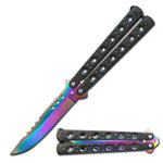 5.25" Closed Length Rainbow Renegade Balisong Butterfly Flipper Knife