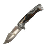 TheBoneEdge 9" Marble Handle Engraved Design Folding Knife 3CR13 Steel 13103